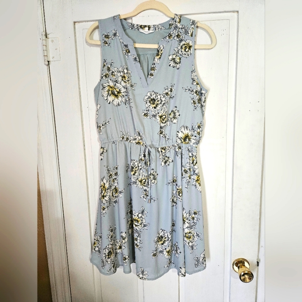 Maurices Light Blue Flower Print Tie Dress Size Medium